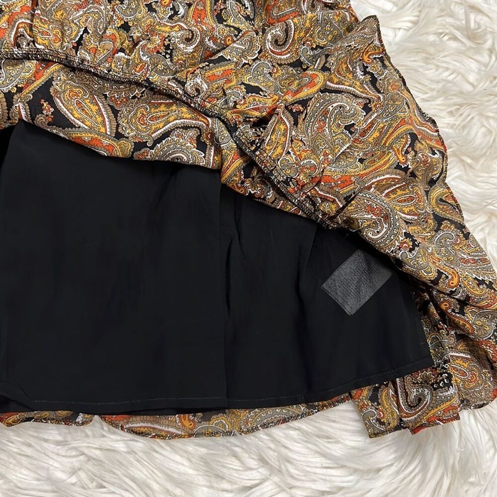 Michael Kors Paisley Boho Dress Smocked Waist Ruffle Hem Rustic Romance Size S - Picture 13 of 15